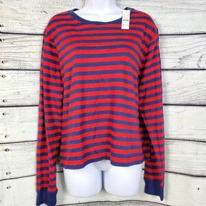 J.Crew Vintage Jersey Striped Cropped Long Sleeve Top XL NWT